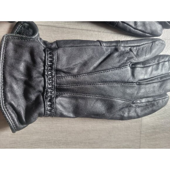 Thinsulate Insulated Black Leather Gloves Size L Warm Winter Wear Unisex Stylish - Picture 2 of 4